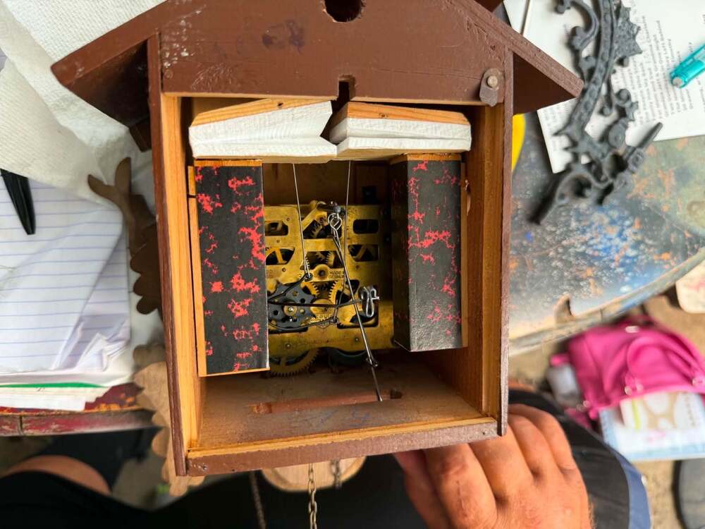 Vintage Black Forest Carved Wood Cuckoo Clock with Deer and Bird Motif NEED WORK